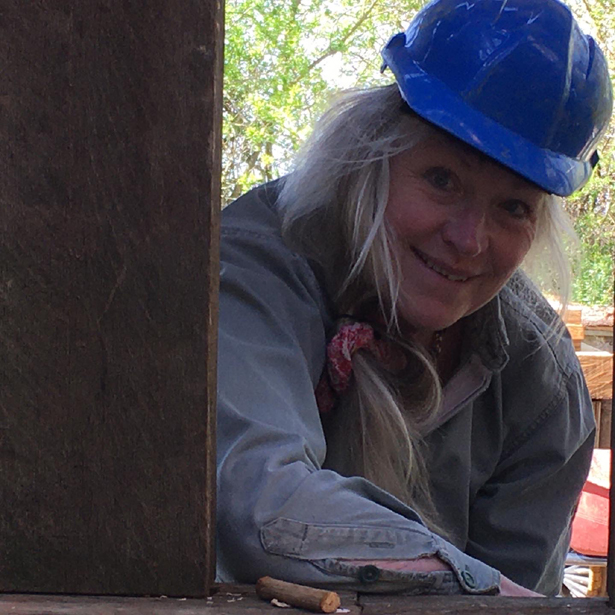 Anita in the hard hat area