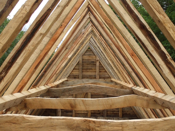 Green oak roof frame at Orchard Barn