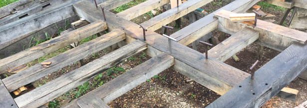 timber frame at Orchard Barn